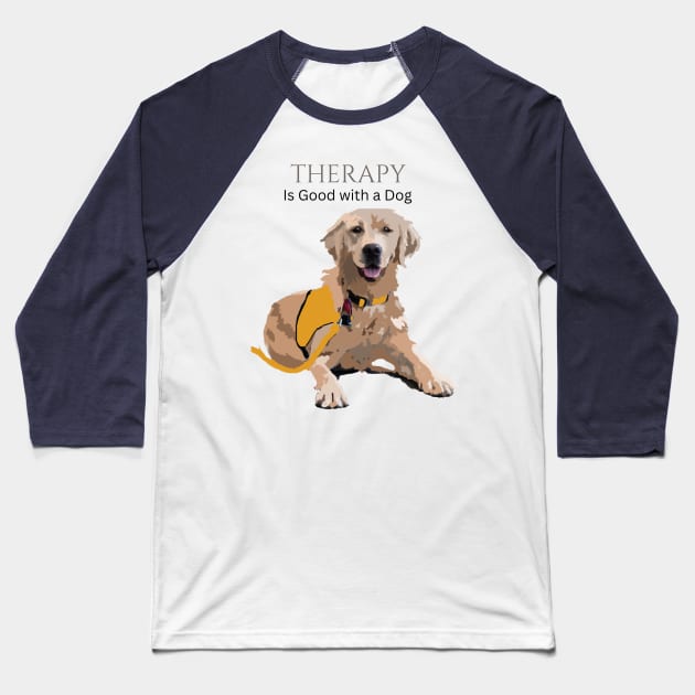 Therapy Dog Yellow Baseball T-Shirt by B C Designs